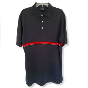 Dunning Men's Polo Golf Shirt Black Red Stripe Short Sleeve Pullover Siz…